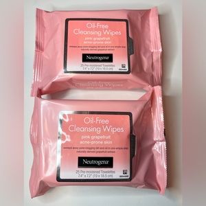 New Lot of 2 Neutrogena Pink Grapefruit Oil-Free Cleansing Wipes Acne Prone Skin